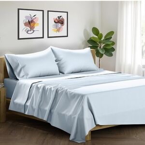 XOOX Linen 100% Egyptian Cotton Sheets Queen Size Set - Luxury 1500 High Thread